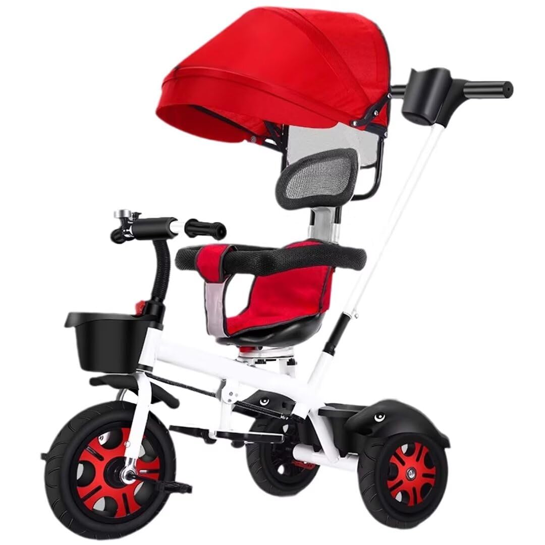Swivel seat Toddler Stroller Buggies,Children Stroller pram with Canopy and footrest,high Back seat with guardrail and Belt,Parent Steering Tricycle with Parent Handle,Rear Wheel with Double Brakes (