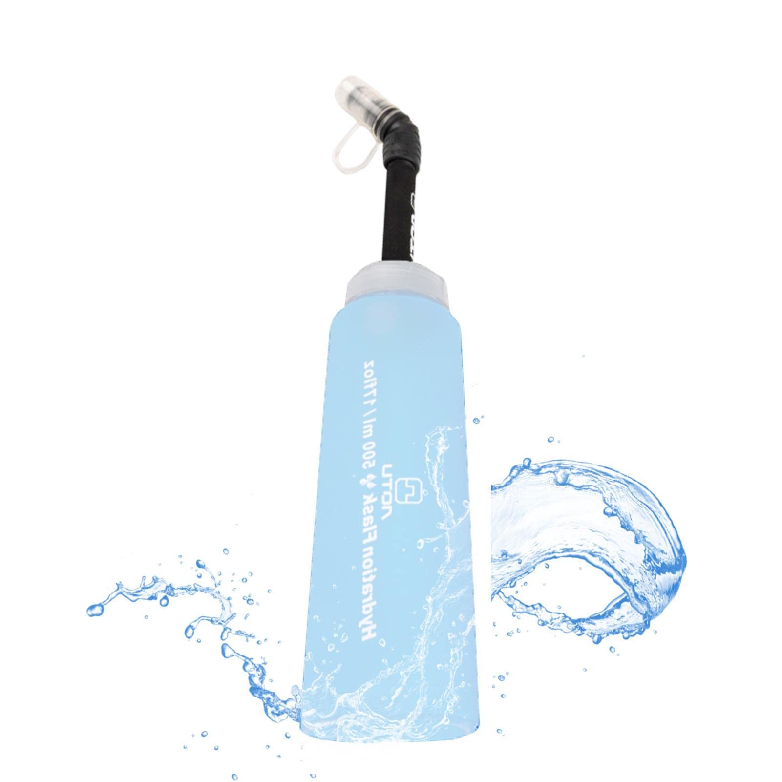 ZUREGO Water Bottle Squeeze, 550ml/17 oz TPU Soft Water Bottle, Unbreakable Leak-Proof Water Bottles for Travel Sports Gym Xuanshengjia
