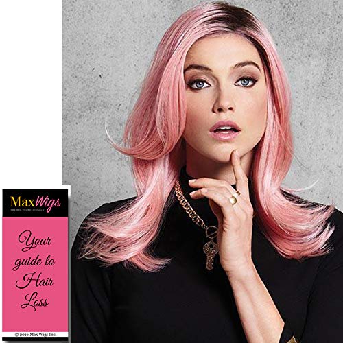Pink Promise Wig - Hairdo Wigs 13" Long Pink with Dark Roots Tru2Life Heat Friendly Synthetic Flat Iron Curly Blow Dry Bundle MaxWigs Hairloss Booklet