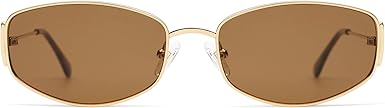 Retro Oval Sunglasses For Women Men Hexagonal Rectangle Metal Frame Sun Glasses AP3625