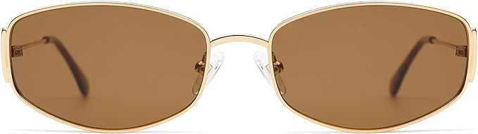 Retro Oval Sunglasses For Women Men Hexagonal Rectangle Metal Frame Sun Glasses AP3625