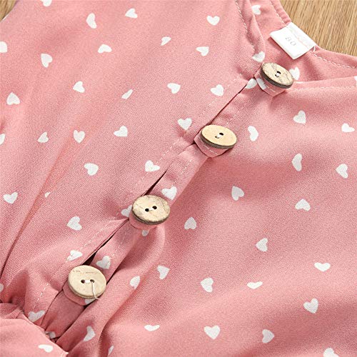 Rtnnsbbfcm Toddler Baby Girl Valentine\'s Day Romper Bodysuit Heart Print Sleeveless Strap Ruffle Jumpsuit Outfit (A Pink, 4-5T) - Thumbnail 7