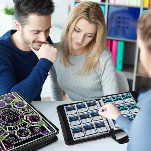 Image of 9 Pocket Card Binder,Trading Card Binder Premium 720 Double PU Card Collection Binder with Sleeves,Card Folder for MTG, TCG, Sports Cards, (Purple)