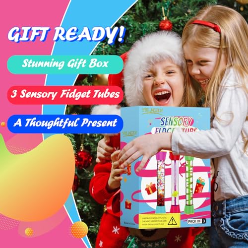 YUE MOTION Liquid Motion Bubbler Visual Sensory Toys - Calming Visual Play for School, Home, Office, Stress Relief and Focus - Fidget Sensory Tube Stocking Stuffers, Novelty Gifts