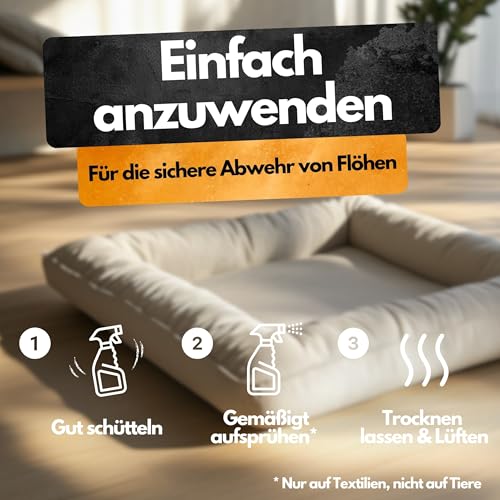 Floh Stopp Spray – 100 ml – Hoch konzentriert – Flohspray für Wohnung und Möbel – LANGZEITWIRKUNG – Für Innen & Textilien – Anti Flohspray – Flohabwehr - Flöhe bekämpfen - Floh Spray
