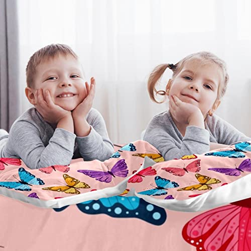 Parure de lit housse de couette douce motif papillon rose avec 2 taies d'oreiller linge de lit - 3