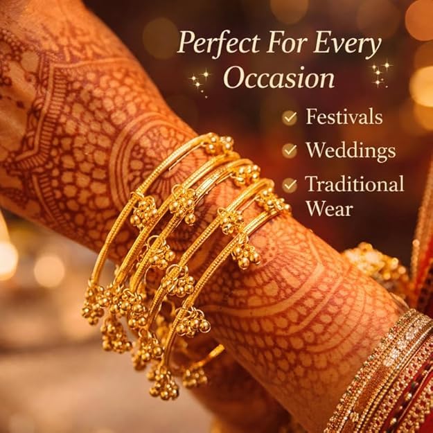 Image of kashmiri bangles for women, Kashmiri Ghungroo Bangles Set for Women, Traditional Ethnic Bridal, Lightweight Festival