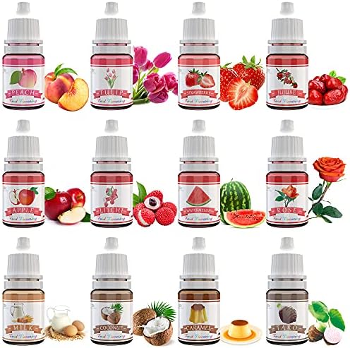 Food Flavouring Oil - 24 Pack Concentrated Flavour Oil for Baking, Cooking, Cosmetics - Liquid Lip Gloss Flavouring Oil Extract for Lip Balm, Drinks, Soap Making - Water & Oil Soluble - 6ml Bottles