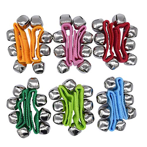 Richohome 12 Pcs Wrist Band Jingle Bells Ankle Bells Musical Rhythm Toys for School Performance Children Kids Toy
