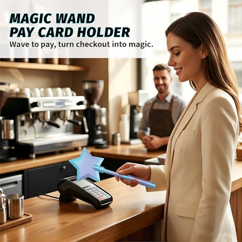 Pipihome Kreditkarteninhaber mit Stäben, Zauberstab für Kreditkarte, 3D Gedruckter Zauberstab ec Karte, Stern Credit Card Wand zum Bezahlen für Raves, Streiche und Kontaktlose Zahlungen