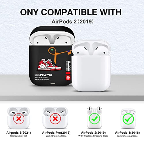 Ejmm For Airpods Case, Cool Sports Shoes Design Tpu Protective Accessories With Keychain Compatible Airpods 1St And 2Nd Generation For Men Boys Teen Girls,Black Red Shoes #TOP4