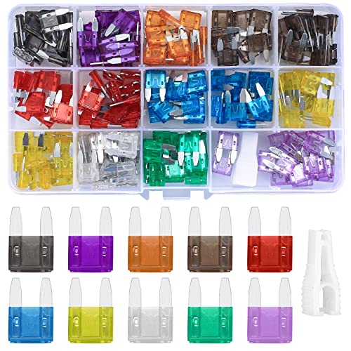 200 Piezas Fusibles Coche Kit, Automóvil Fusible para Coche/Caravanas/Furgoneta/Moto, con Extractor de Fusibles para Reemplazo de Fusibles - 2A/3A/5A/7.5A/10A/15A/20A/25A/30A/35A Cover