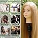 Mannequin Head with 80% Real Hair 28 Inch, Cosmetology Training Head for Hair Braiding, Styling, hair cutting Practice – Doll Head with Clamp (Light brown, 28In)