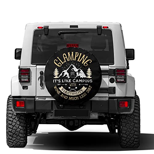Image of Glamping Camping Spare Tire Cover with Backup Camera Hole Wheel Tire Cover Fit Trailer, RV, SUV and Many Vehicle 17inch