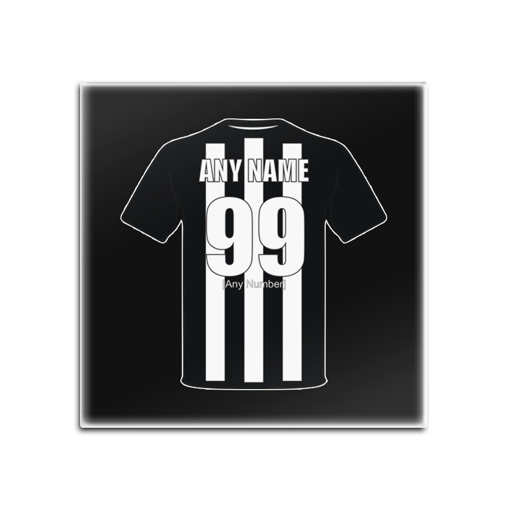 Unigift Black Personalised Gift - Newcastle Glass Square Coasters (Football Club Design Theme, Colour Options) - Any Name/Message On Your Unique Mat Pad - The Magpies Toon Geordies