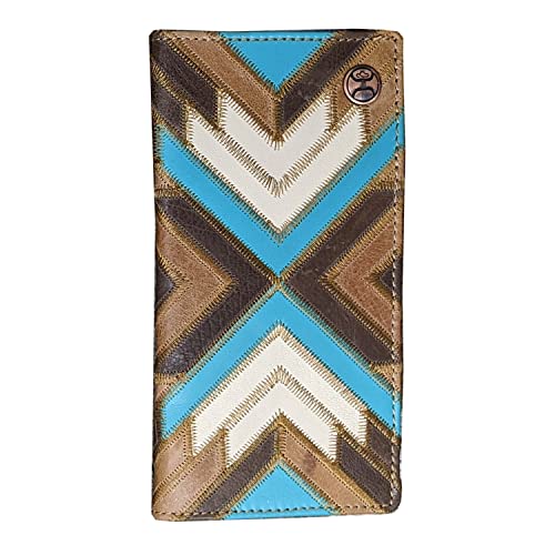 HOOEY Leather Men’s Western Rodeo Wallet (Patchwork - Turquoise)