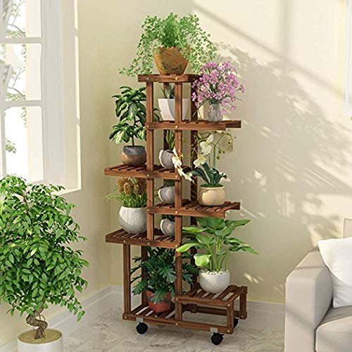 JDJFDKSFH Wooden Flower Ladder Display Rack With Wheels Outdoor Free
