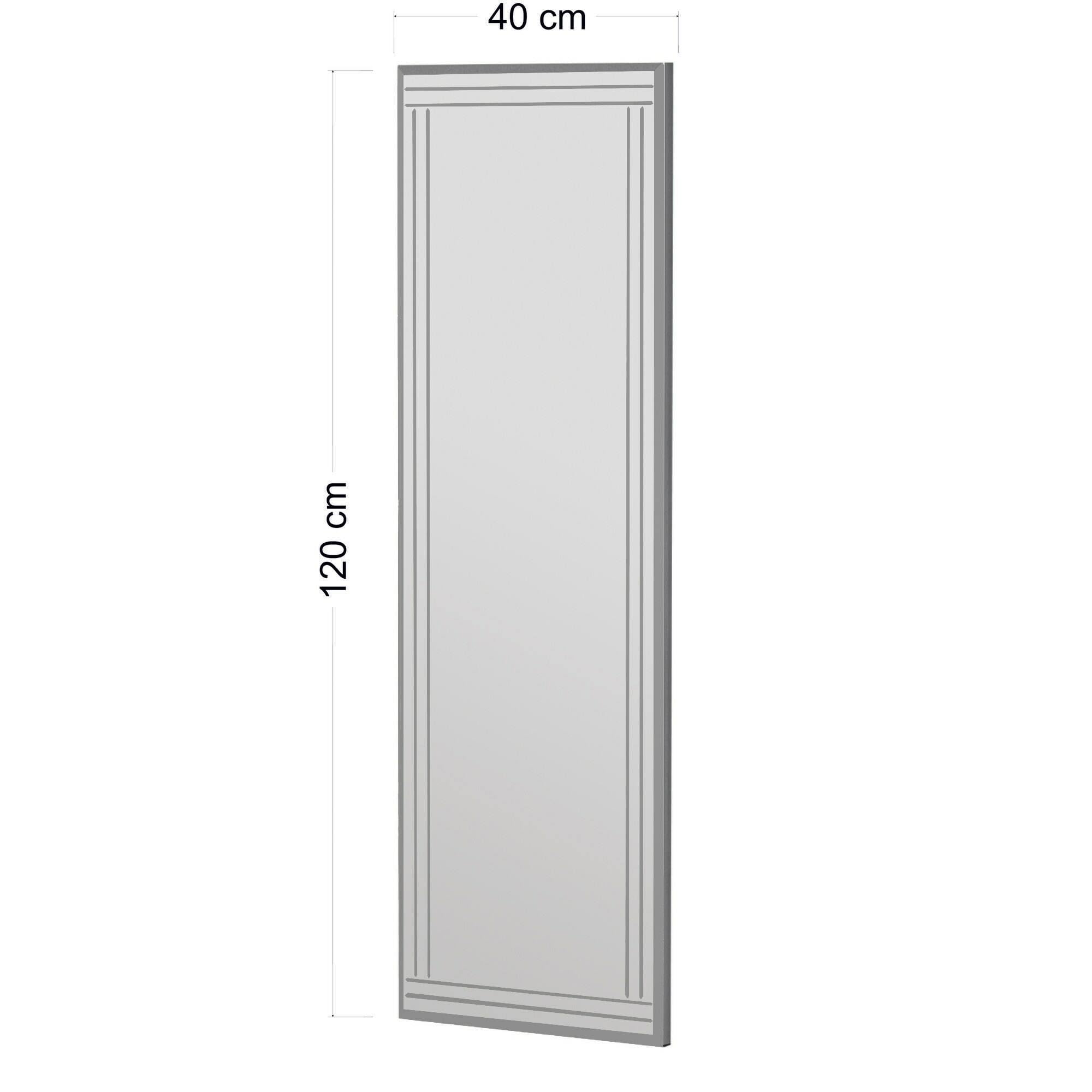 Dmora - Specchio Pleione, Specchiera, Articolo d'arredo a muro, Decorazione con specchio, 40x2h120 cm, Bianco