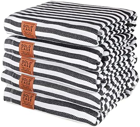 GOLD CASE Turkish Beach Towel Bath Towels MYRA Series - Set of 5 - XXL Oversized 70x40 inches -100% Cotton - Super Soft - Quick Dry Lightweight Sand Free Turkish Towel (Black)