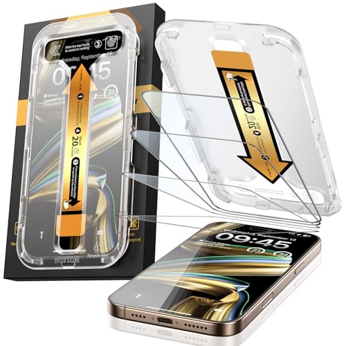 MRGLAS [4 Stück] iPhone 16 Pro Max Panzerglas – Full Screen Displayschutzfolie mit Auto-Installation & Automatischer Kalibrierung, 9H+ Gehärtetes Schutzglas, Militärschutz, Anti-Fingerabdruck, HD Klar
