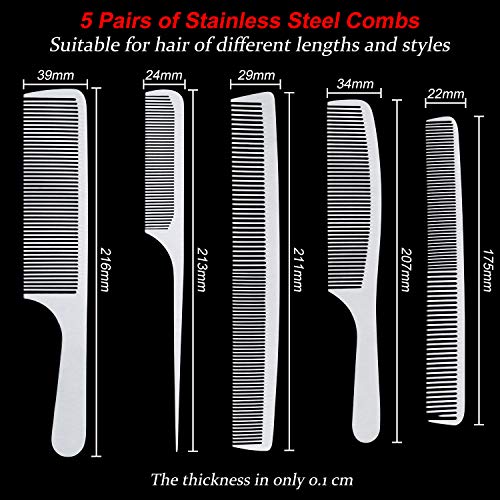 Set de 5 Peines de Metal para Barberos Acero Inoxidable miniatura 2