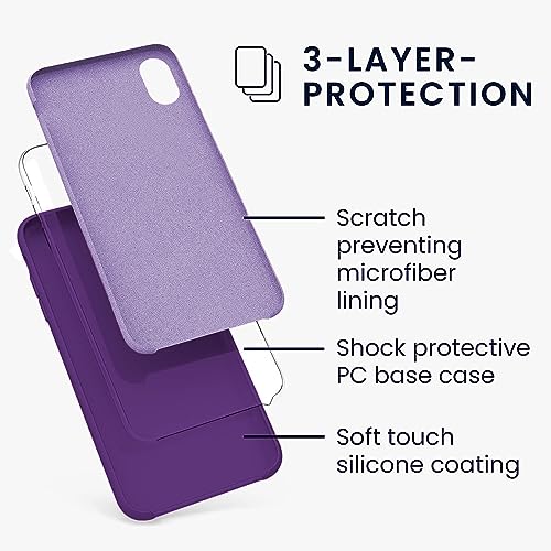 Image of DIZORO Liquid Silicone Soft Back Cover for iPhone X & XS Case, Shockproof Slim Camera & Full Body Protection Non Yellowing Cover with Microfiber Lining & Logo Cut (5.8 Inch) -Violet