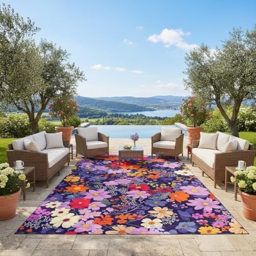Tapete decorativo floral impermeable 3x5 para exterior miniatura 2