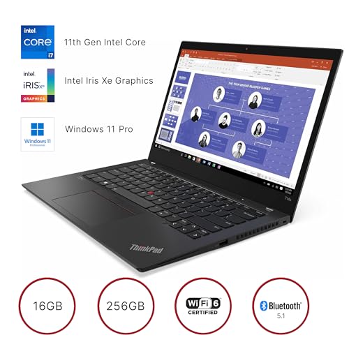Image of Lenovo ThinkPad T14S Gen 2, Intel Core i7-1185G7, 14 Inch Full HD Display, 16GB RAM, 256GB SSD, Thunderbolt 4, Backlit Keyboard, Windows 11 Pro (Renewed), Villi black