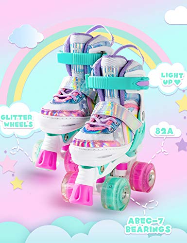 Verstellbare Rollschuhe für Kinder mit Regenbogenlichtern