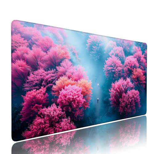 Sous-main rose grand format pour bureau d'étudiante et setup gaming