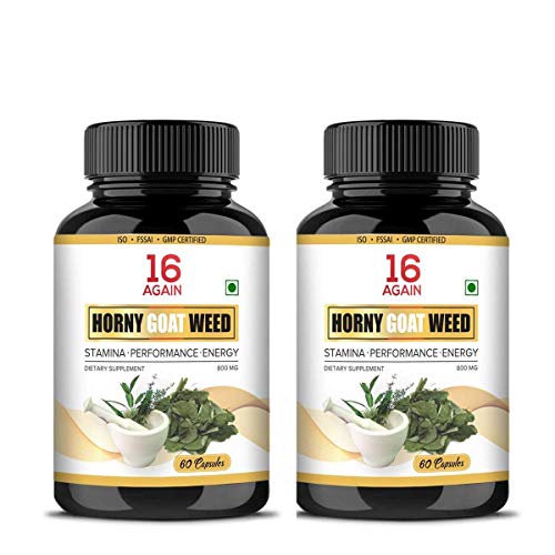 16 Again Horny Goat Weed Epimedium Extract With Maca Root Extract Supports Strenght, Stamina, Performance & Energy – 800mg 60 Veg Capsules (Pack of 2) 16 Again Horny Goat Weed Epimedium Extract With Maca Root Extract Supports Strenght, Stamina, Performance & Energy – 800mg 60 Veg Capsules (Pack of 2)