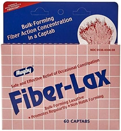 Rugby Fiber-Lax Polycarbo, 500 mg, 60 Cap Tabs