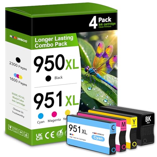 950XL 951XL Ink Cartridges Compatible for HP 950XL and 951XL Ink Cartridges Combo Pack Replacement for Office Jet Pro 8600 8660 8640 8615 8110 276DW 251DW Printer 4-Pack (Black/Cyan/Magenta/Yellow)
