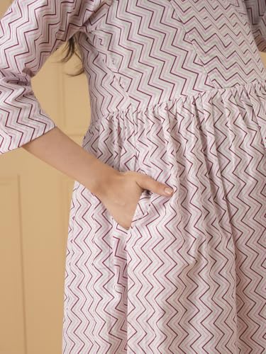 Image of The Mom Store Maternity and Nursing Dress | Pre and Post Pregnancy Dress for Womens | Zipper /Button Opening | Causal Wear | Trendy Stylish Causal Dresses for New Moms