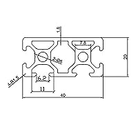 Vista 2 de 2040 extrusión de aluminio 1 cubierta de 80 pulgadas/80.000 in de longitud, ranura en T plata, paquete de 2 unidades, aluminio extruido de 0.787 in