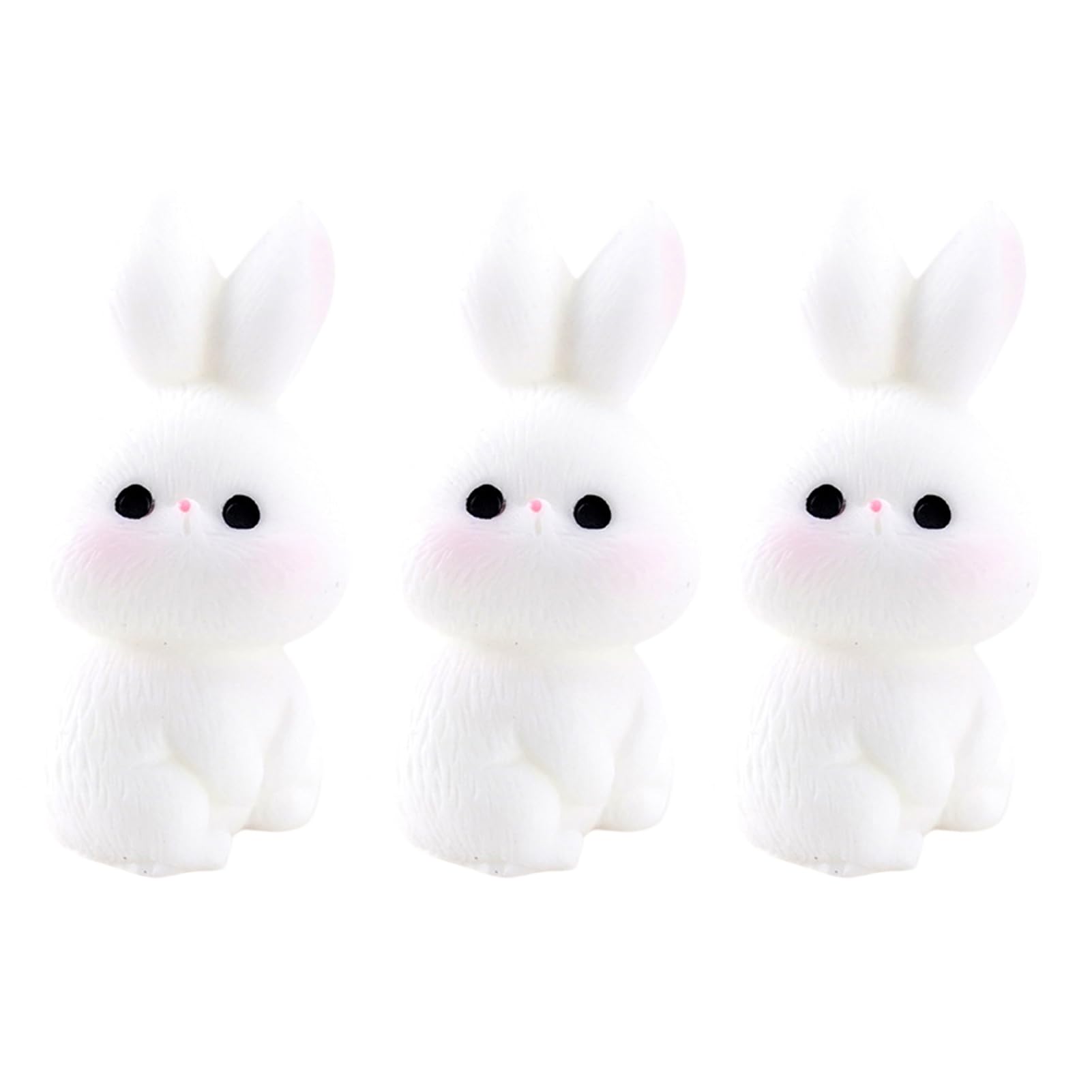 Virelynx 3 Pcs Mini Resin Rabbit Figurine – Tiny Cartoon Bunny Sculpture, Miniature Animal for Fairy Garden Moss Landscape DIY Plant