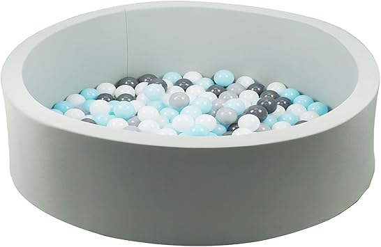 Gr8 Home Grey Pool Ball Pit with 200 Balls Soft Foam Toddler Baby Kids Girls Boys Round Play Pen Toy Game