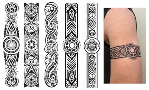 5 Feuilles Temporaire Bracelet Tatouage Tribal Tattoo Maori Design Tattoo Marc5