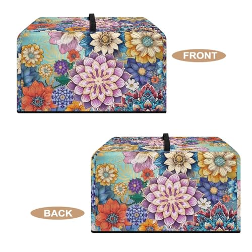 Image of Air Fryer Toaster Oven Dust Cover, Protective Countertop Microwave Oven Cover for Home Indoor Decor, S, 18.25 x 14.5 x 11 Inches, Bohemian Flower