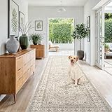 Picture of 4x10 Runner Rug for Hallway Washable: Non Slip Kitchen Rugs with Rubber Backing Soft Waterproof Wide Mats Stain Resistant Low Pile Carpet for Entryway Bedroom Bathroom Laundry Home Decor Beige/Gray