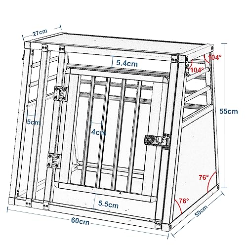 EUGAD Hundetransportbox Alubox, Autotransportboxen für kleine/mittlere Hunde Katze 60x50x55cm Kofferraum Transportbox Auto Hundebox für Zuhause Reise, Leicht zu reinigen und Stabil