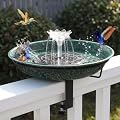 Yiabivo Deck Mounted Bird Bath with Solar Fountain,Solar Railing Bird Bath Fountains for Hummingbirds,Adjustable Metal Durable Deck Bird Bath Holder for Outdoor Railings, Garden,Patio Deck