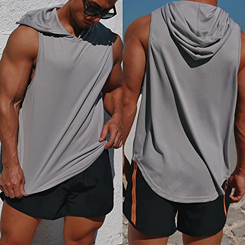 Irovami Colete masculino com capuz esporte basquete ginástica treino de secagem rápida solto regatas