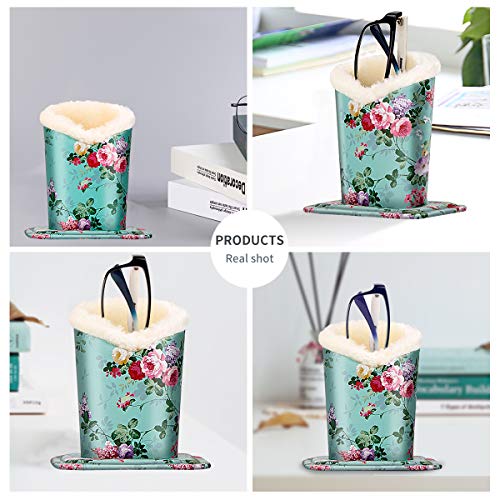 Image of 2 Pcs a Set, Plush Lined Eyeglasses Holder Stand Case Protective Glasses Case for Desks