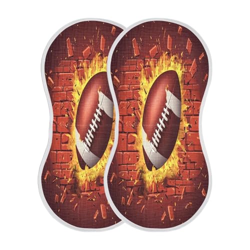 JUZIHAI 2Pack American Football Baby Burp Cloths Soft Cotton Burp Rags,Super Absorbent Burp Cloth Bag for Newborn Baby Boys/Girls2