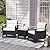 Tangkula 3-Piece Patio Furniture Set, Patiojoy Outdoor Rattan Sofa Set with Coffee Table, Patio Conversation Set with Removable Cushion, Cozy Acacia Wood Armrests for Backyard, Poolside (Off White)