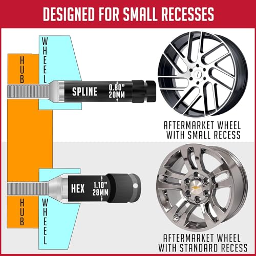 Image of Wheel Accessories Parts 20 Pcs 1 /2 inch Thread ET Bulge Acorn (Extra Thread for Spacers) 1.57 inch Long Spline Lug Nut Chrome Spline Fits Ford Mustang 1965 to 2014 and Many Vintage Dodge Chevy Ford Vehicles