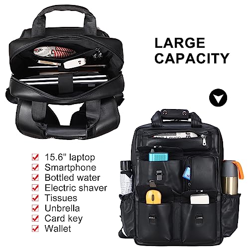 Image of Masa Kawa Leather 15.6 inch Laptop Backpack for Men Work Travel College Daypack