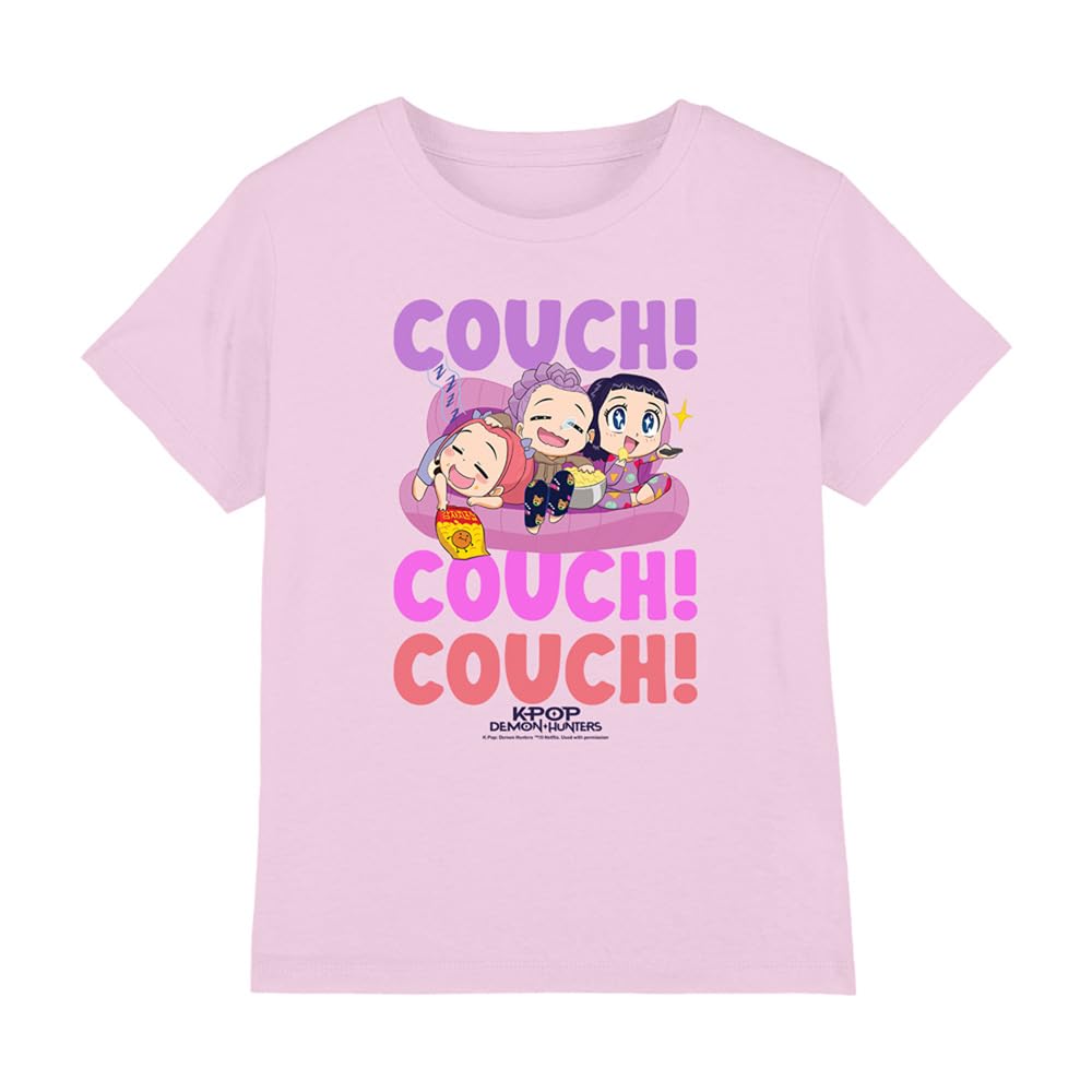 Kpop Demon Hunters - Huntrix Couch Couch Couch Kids T Shirt, Light Pink, 5-6
