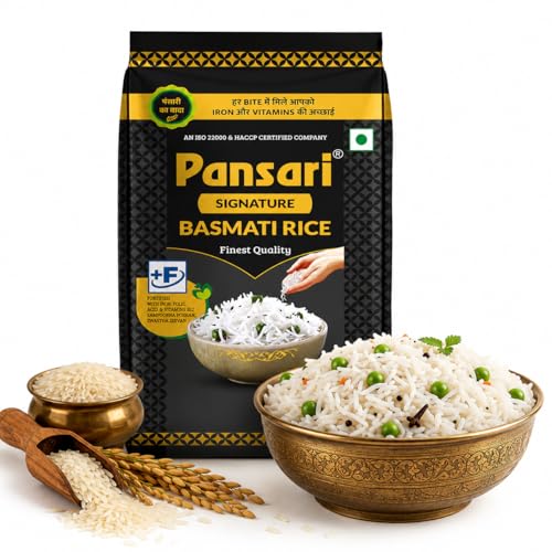 Image of Pansari Signature Basmati Rice 1-Kg With Biryani Masala - Long Grain, Aromatic & Fortified with Iron, Vitamin A, B1, B2, B3, B12-1kg Pack - Ideal for Biryani, Pulao, and Everyday Meals